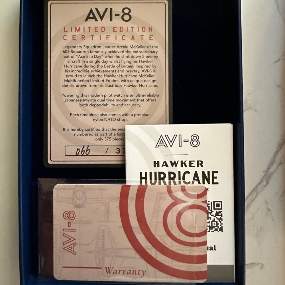 Limited Edition AVI-8 Hawker Hurricane McKellar Dual Time Watch